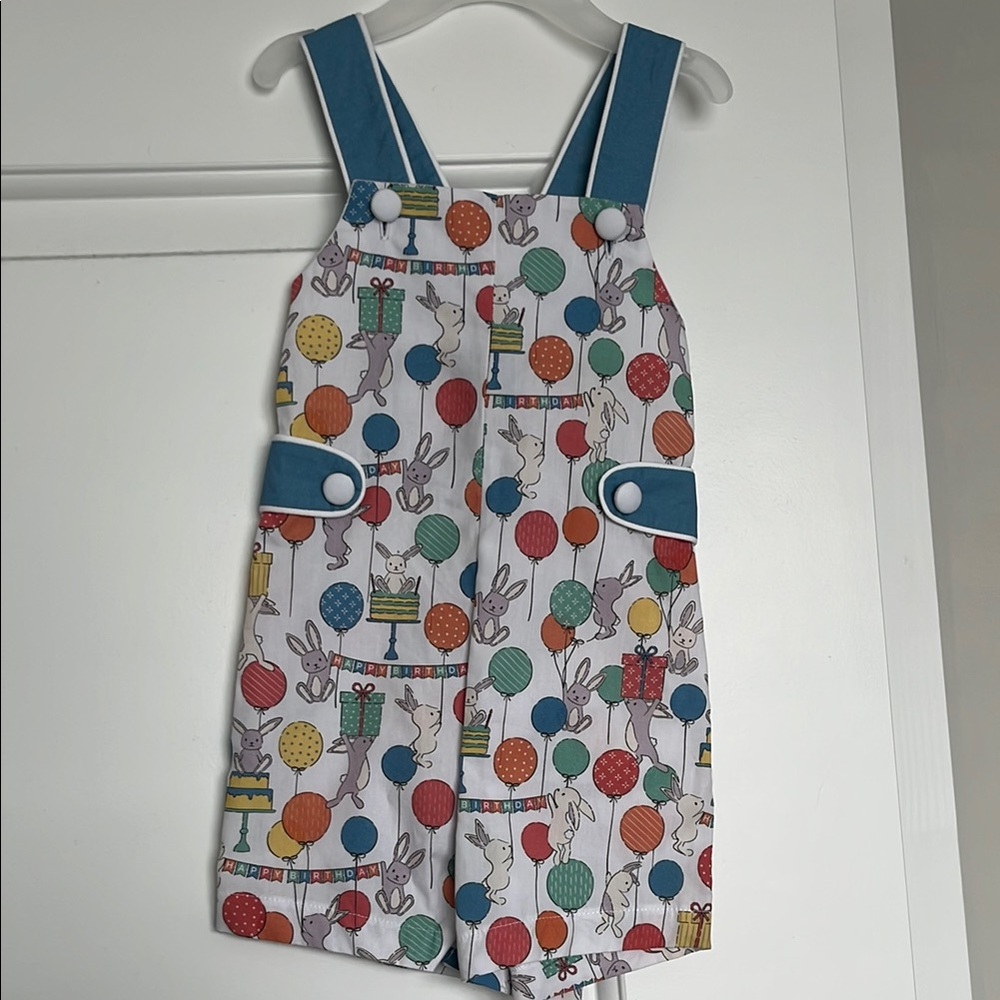 Colorful Kids Overalls with Balloon Print